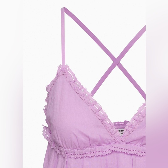 Aritzia Sunday Best Angela Dress - Amethyst Lilac Organic Cotton Tiered Mini - Picture 4 of 9